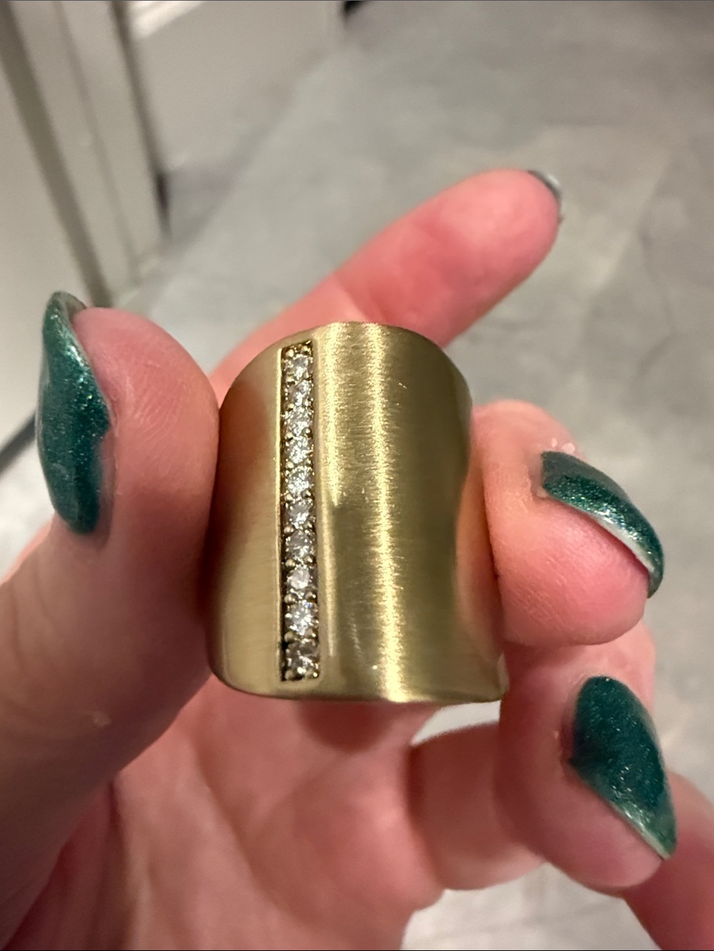 Park Lane Gold Wide Band Ring with Crystal Stripe - Picture 4 of 4